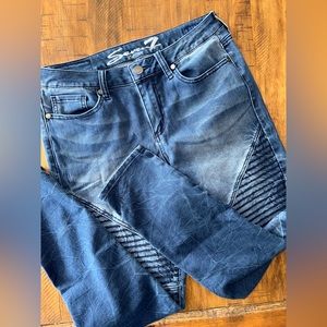 Seven 7 Women’s Dark Wash Ribbed Skinny Stretch Denim Jeans